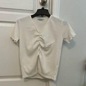 V Neck Cinched Ribbed Shirt